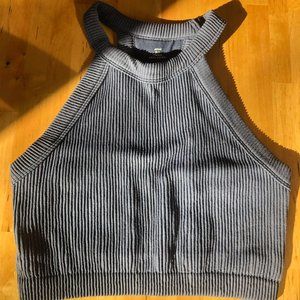 Aerie Ribbed High Neck Sports Bra